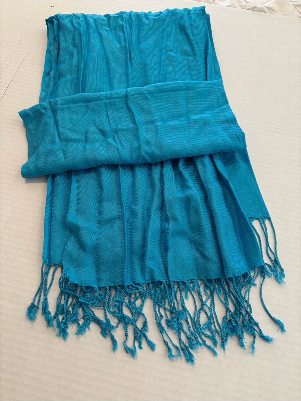 Lightweight Turquoise Fringe Wrap Scarf - Women's Accessory